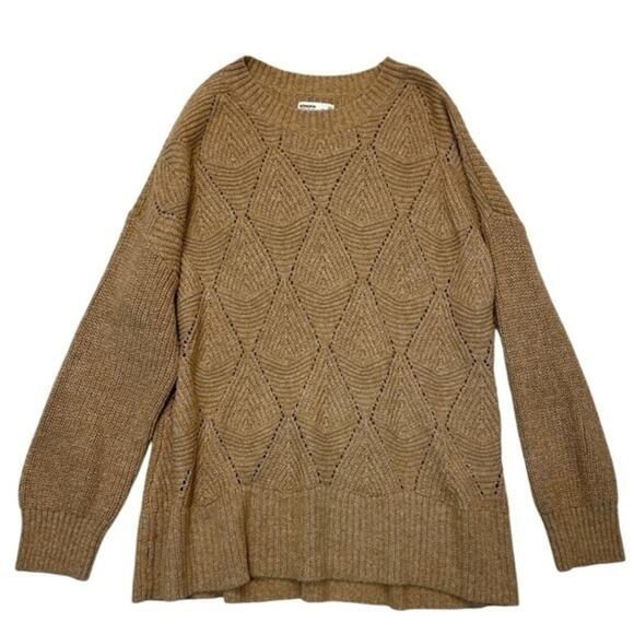 Sonoma Sweaters - Sonoma Womens XXL Chunky Knit Sweater Tan Diamond Stitch Oversized Crewneck